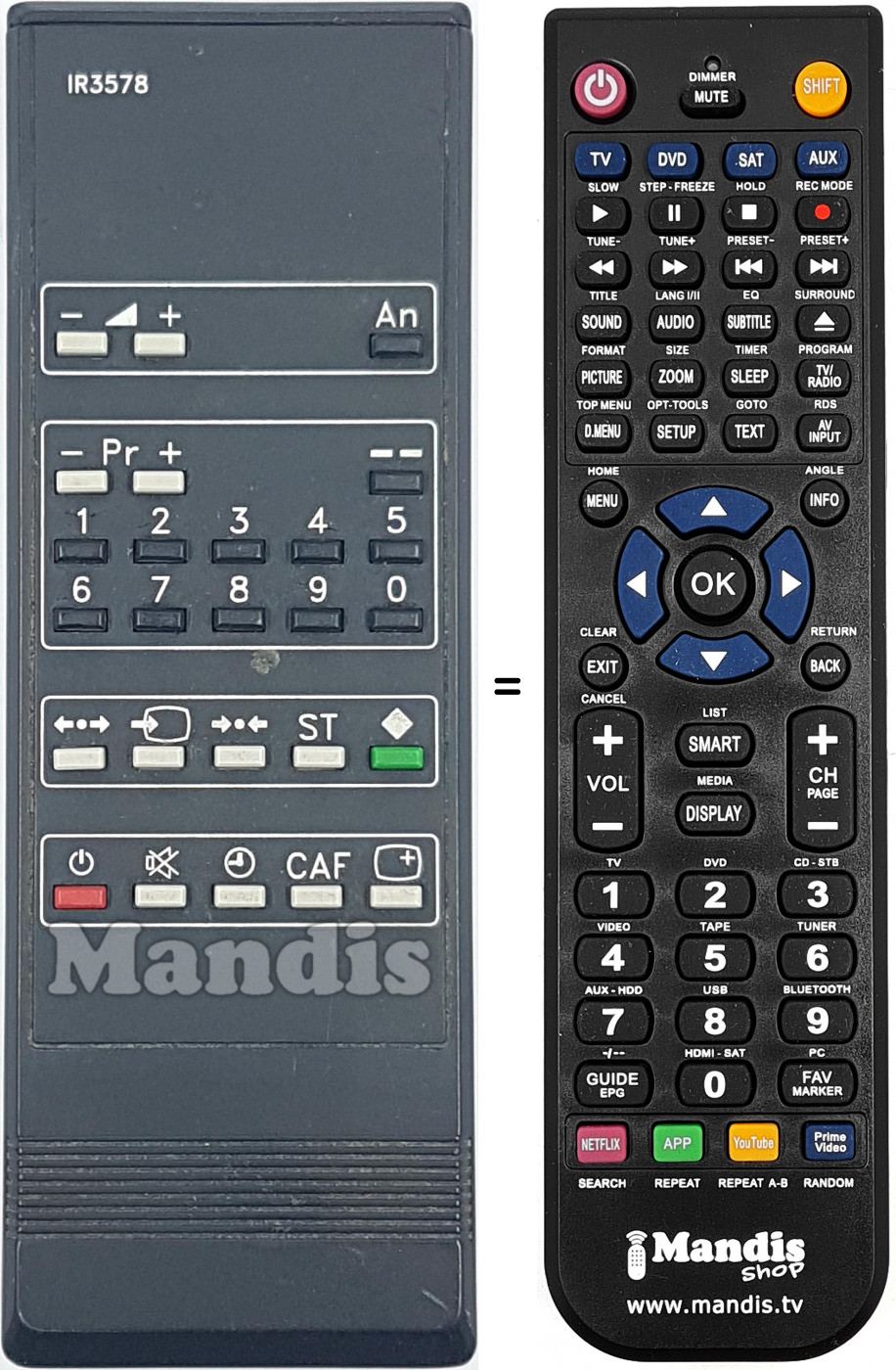 Replacement remote control IR3578