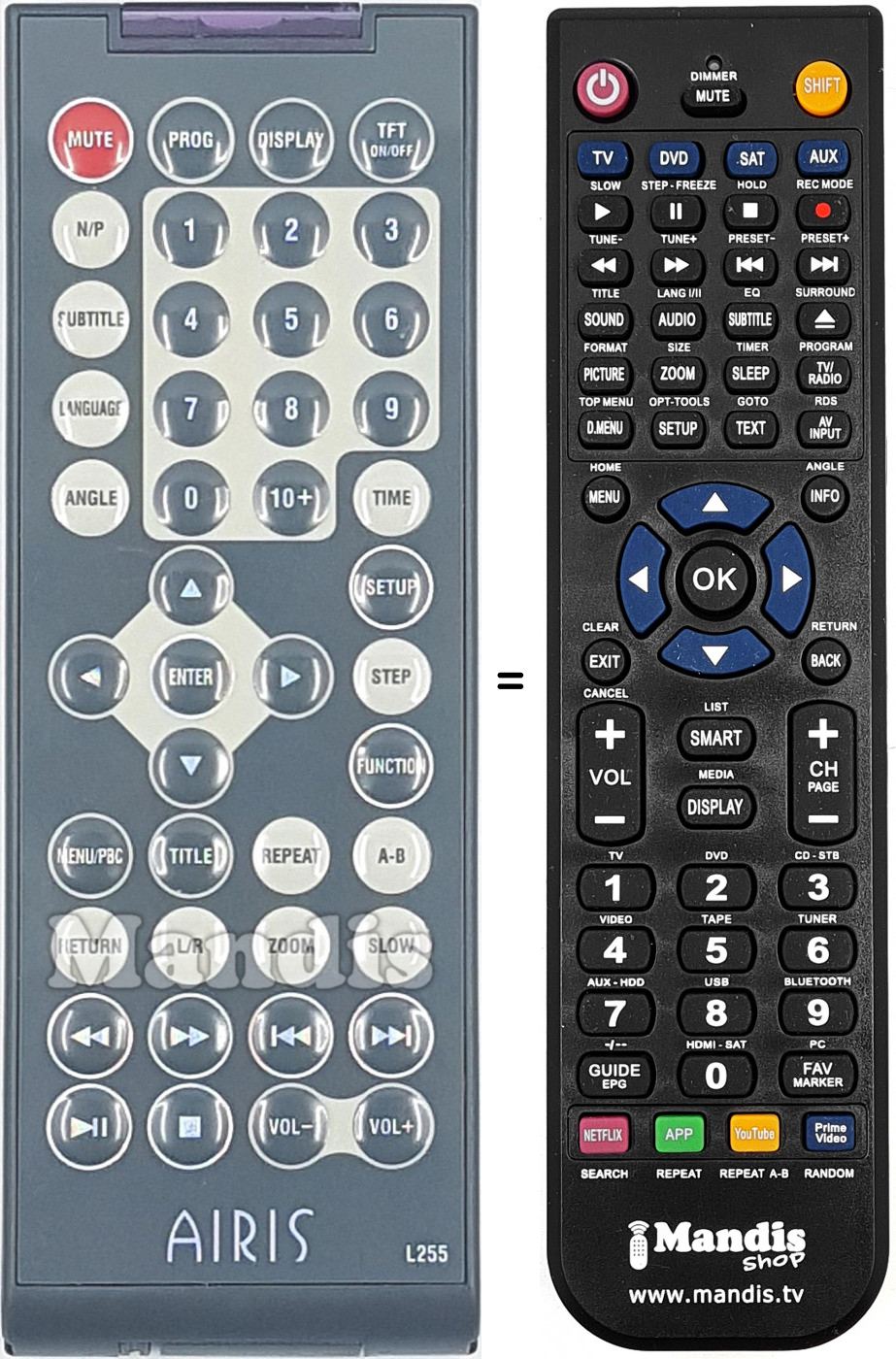 Replacement remote control L255