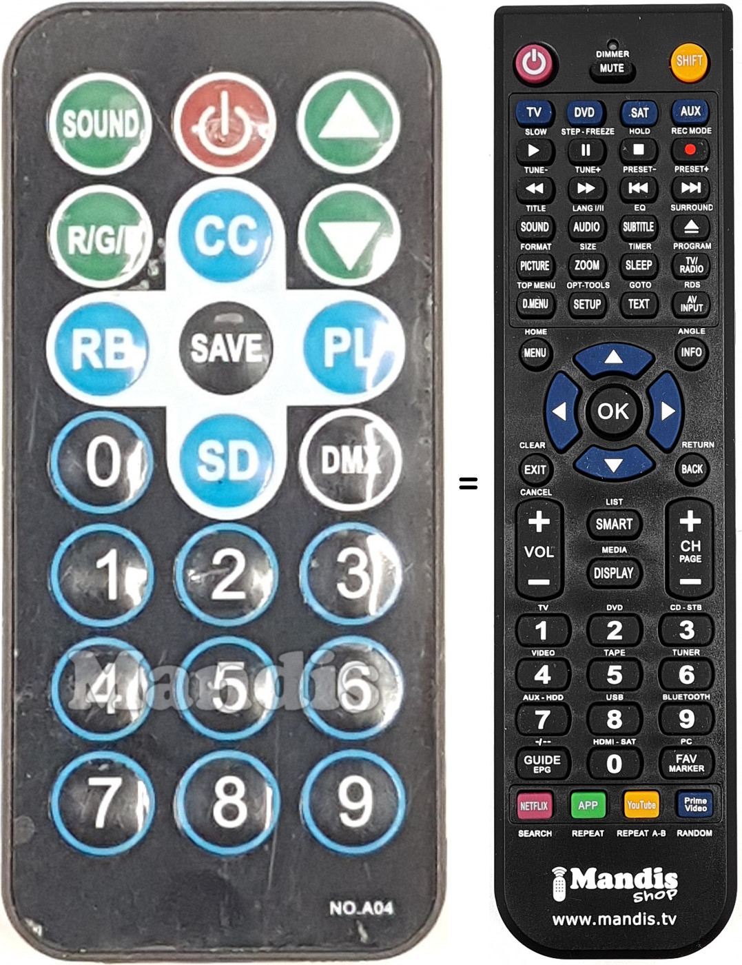 Replacement remote control NO.A04