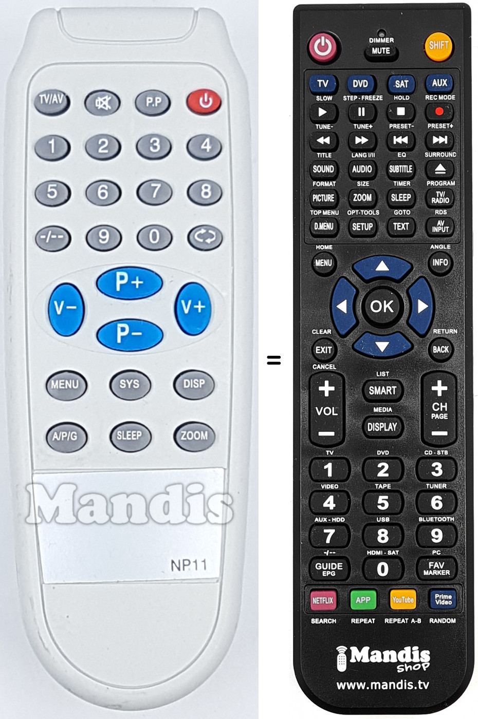 Replacement remote control NP11