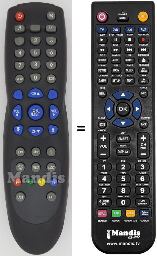 Replacement remote control Opentel005