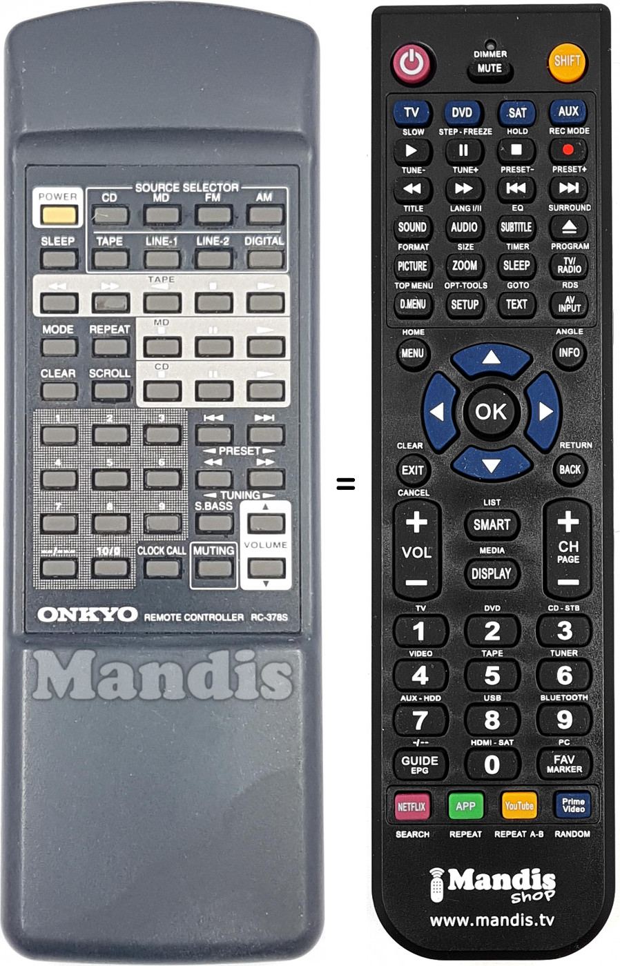 Replacement remote control RC-378S