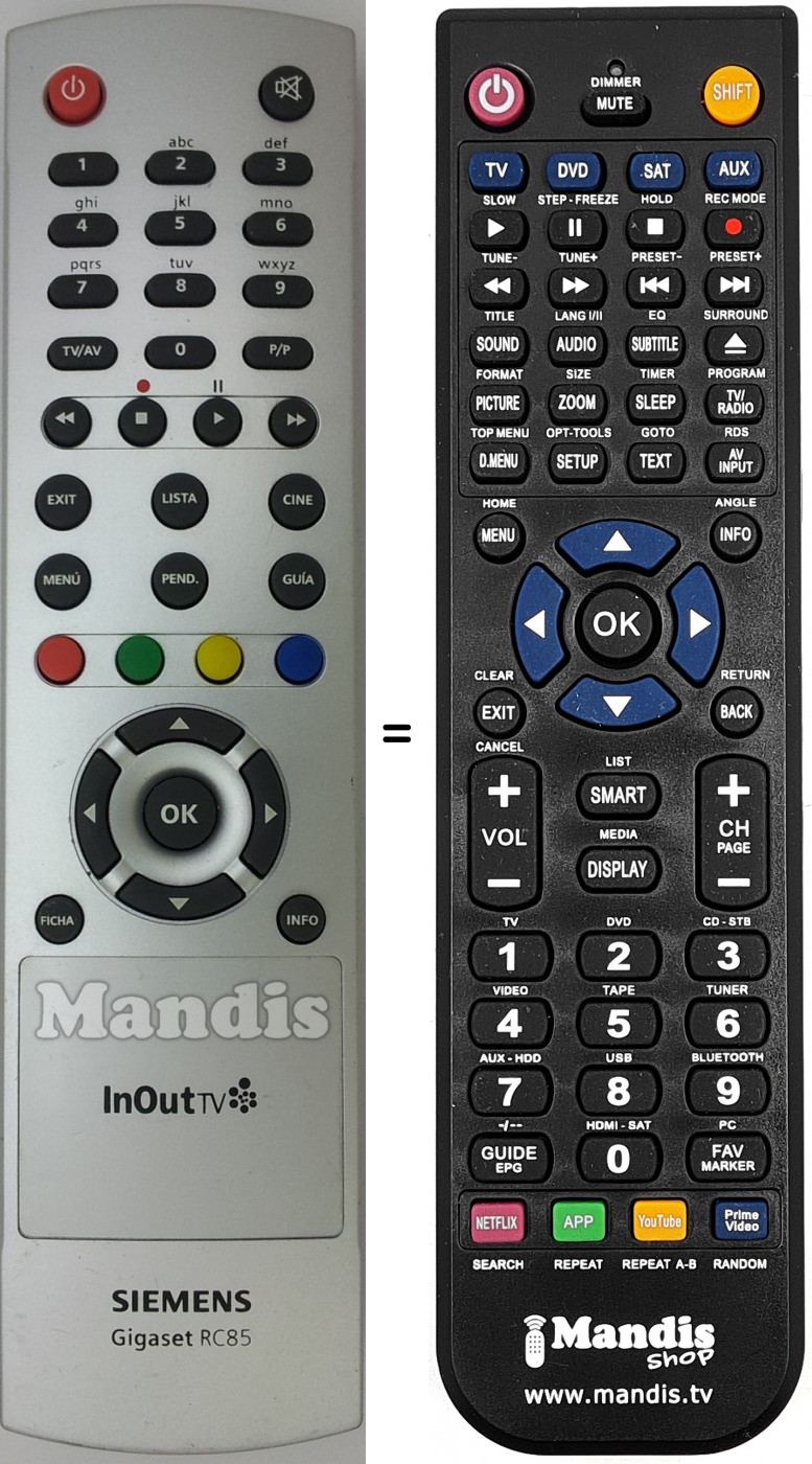 Replacement remote control Siemens RC85