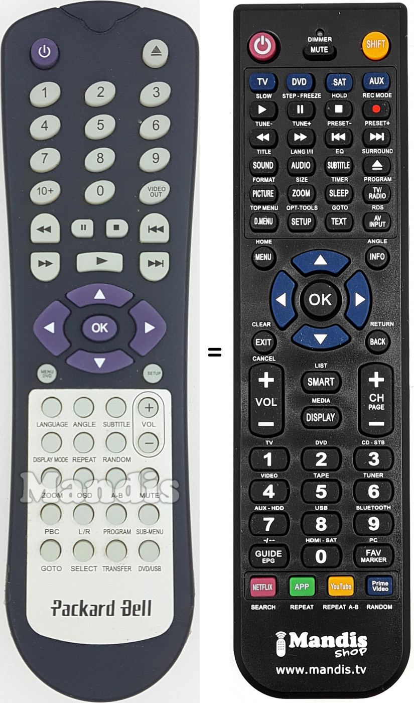 Replacement remote control REMCON1605