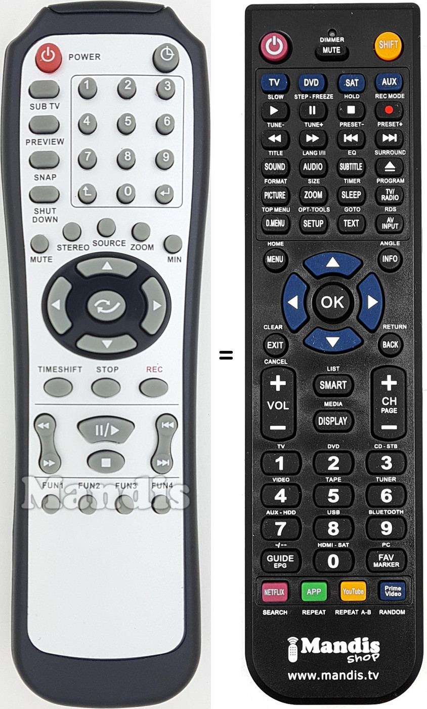 Replacement remote control REMCON1649