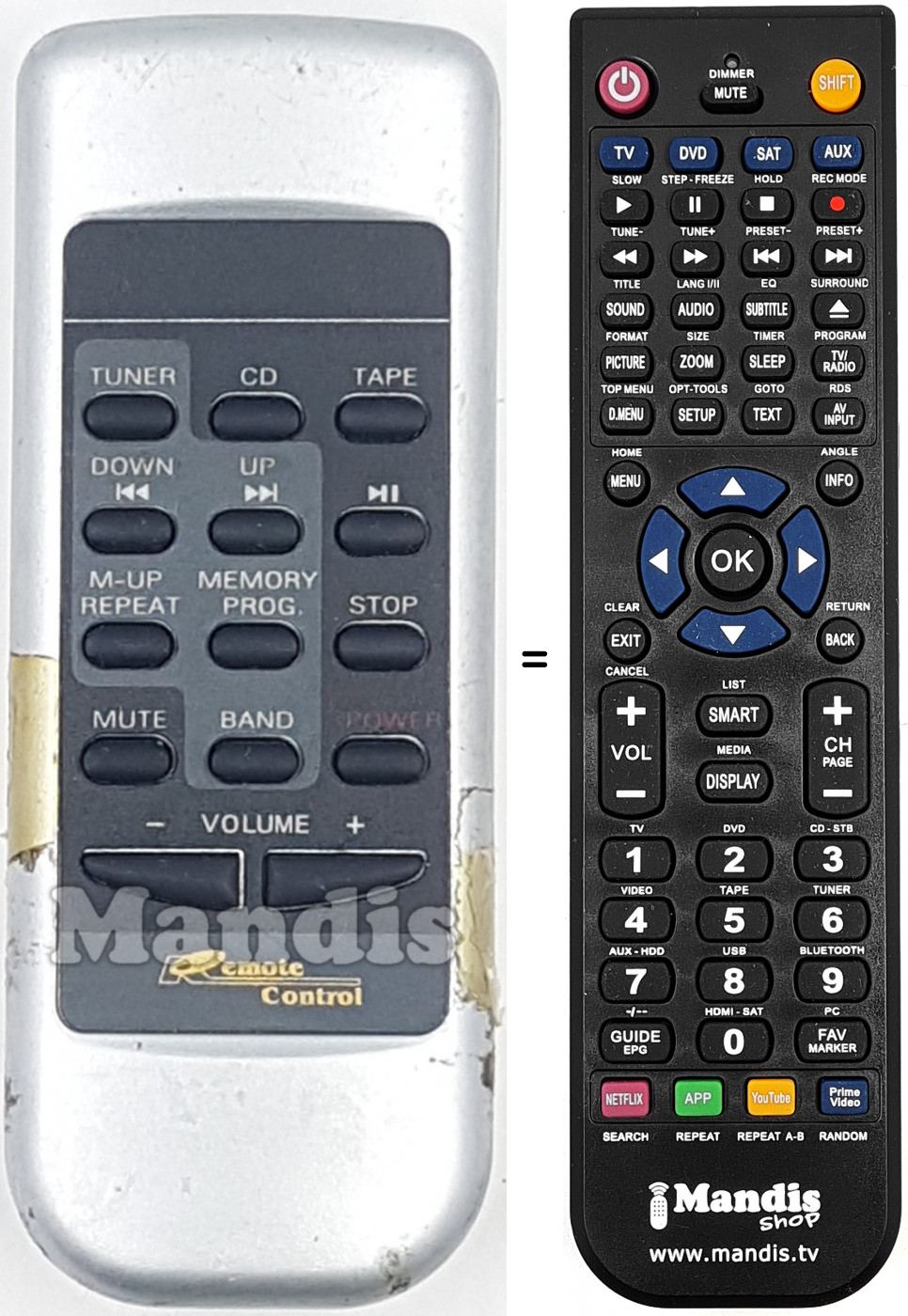 Replacement remote control REMCON1807
