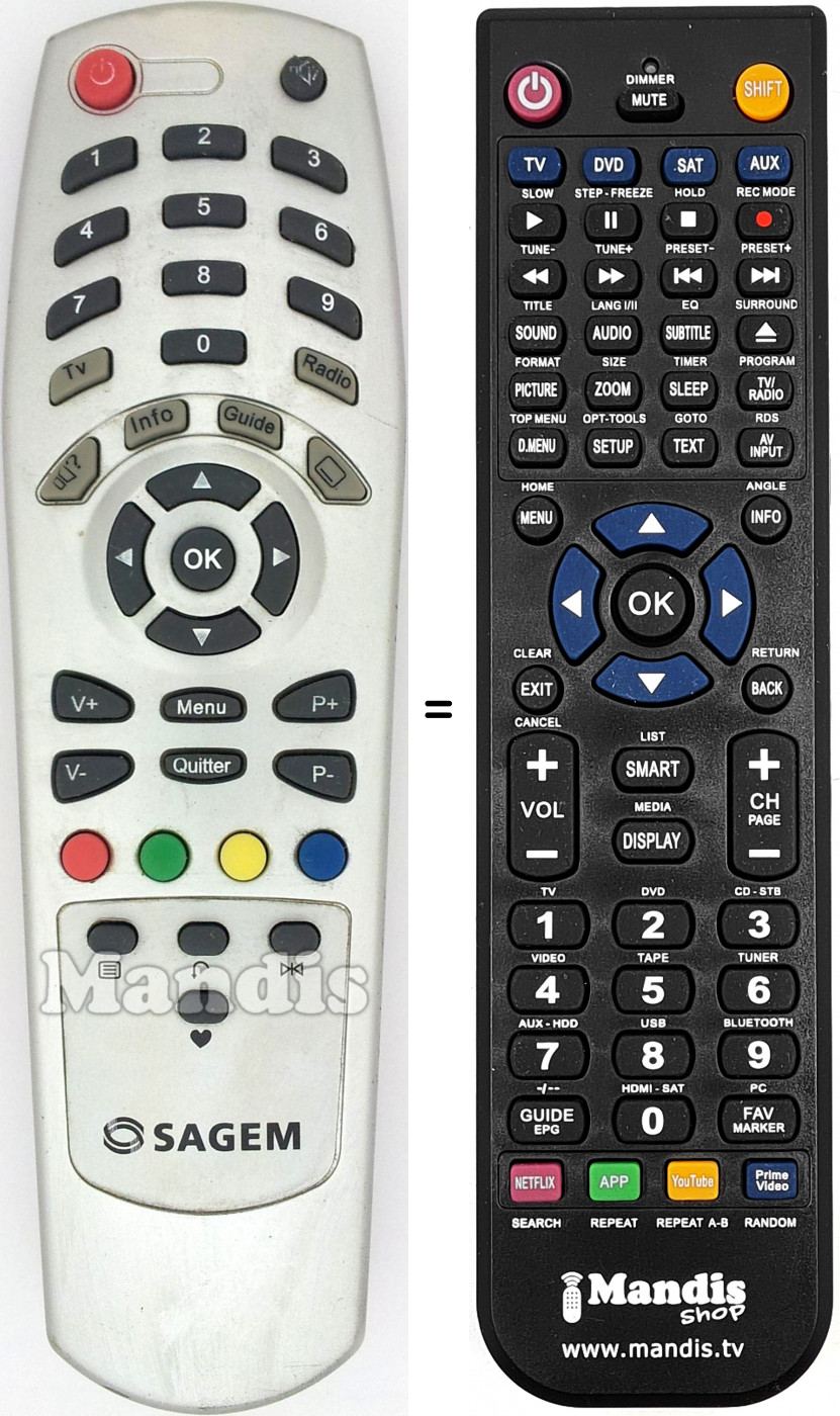 Replacement remote control Sagem REMCON905