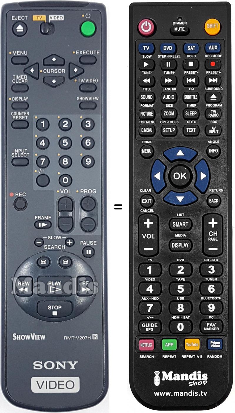 Replacement remote control RMT-V207H