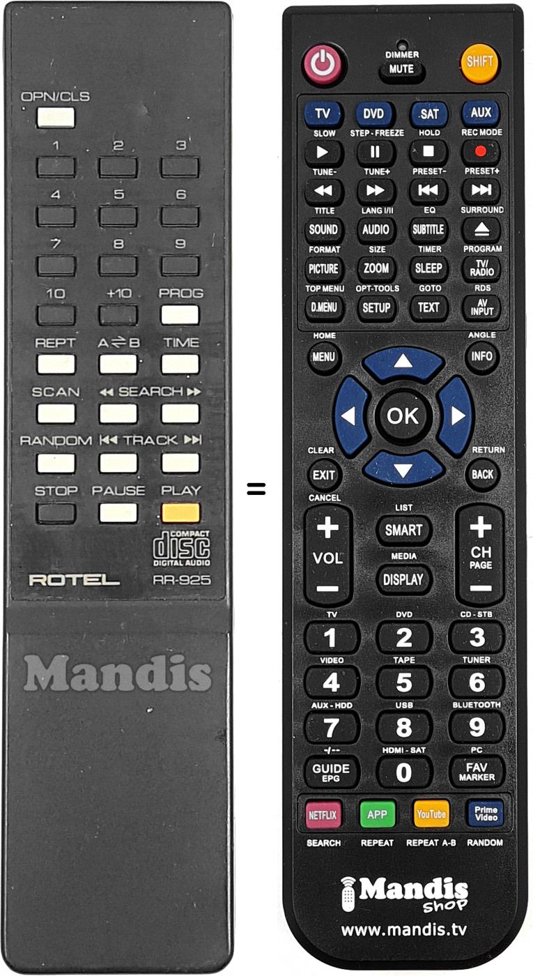 Replacement remote control RR-925