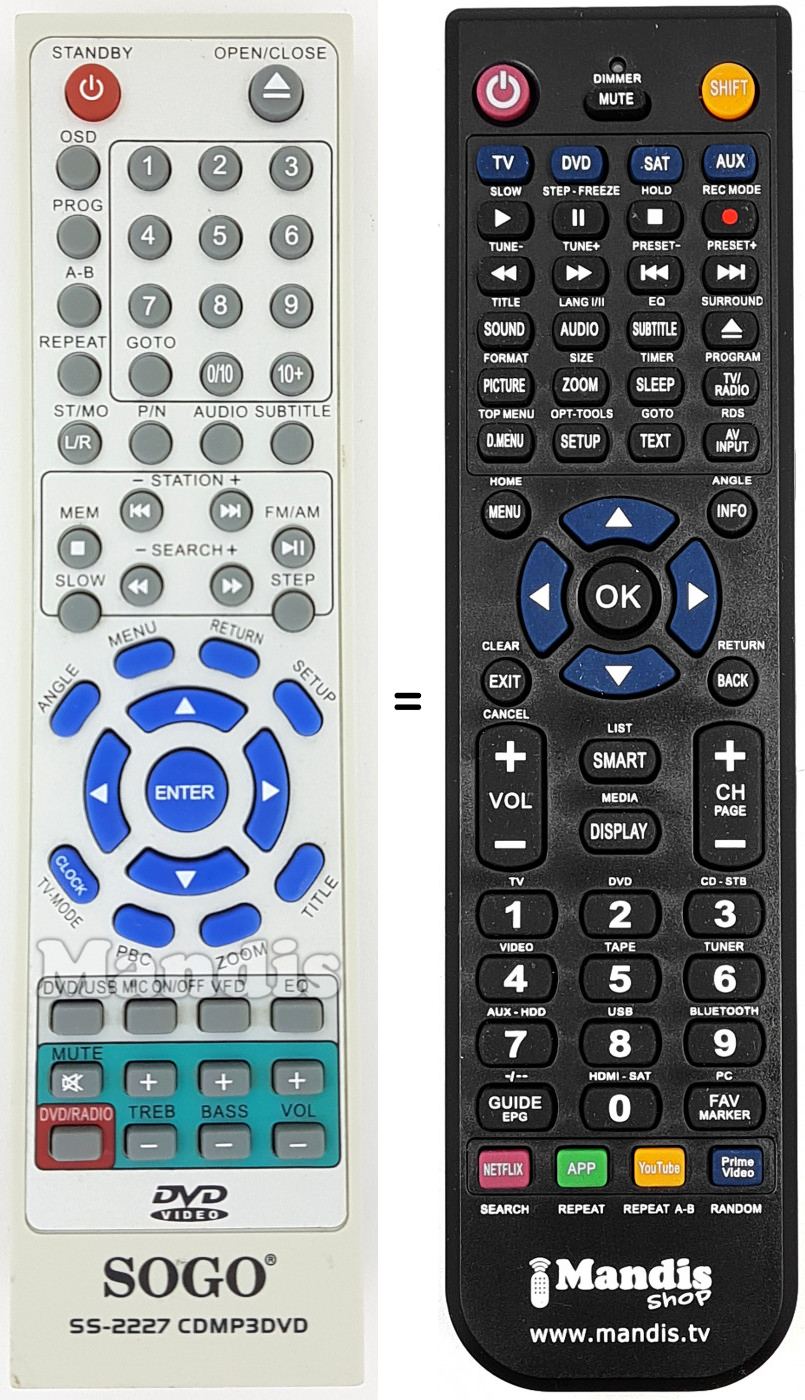 Replacement remote control SS-2227