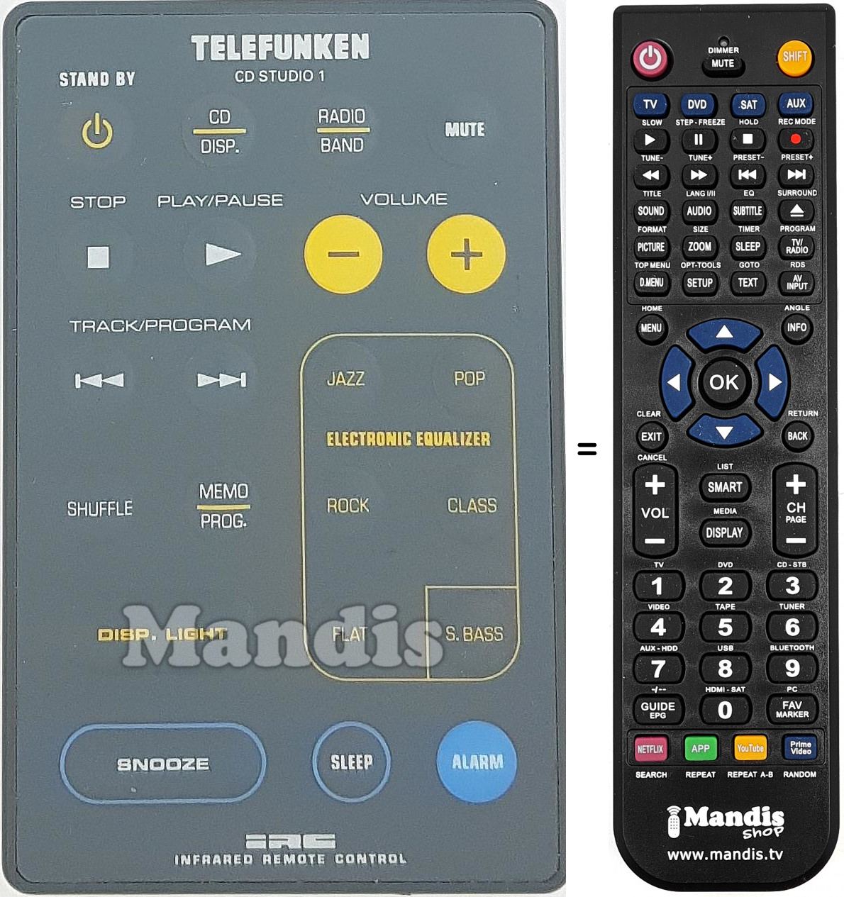 Replacement remote control TELEFUNKEN002