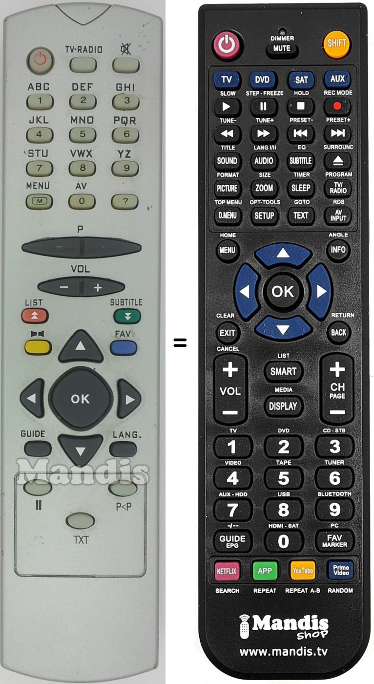 Replacement remote control Vestel RC 2548