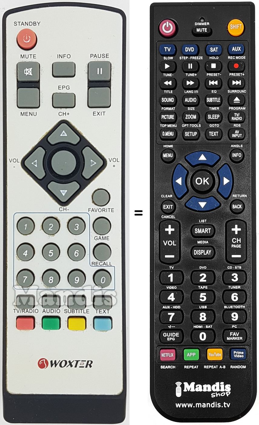 Replacement remote control WOX003
