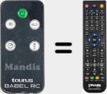 Replacement remote control for TF1004R-E (Babel RC)