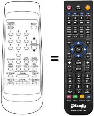 Replacement remote control Funai 13A-129 VPS