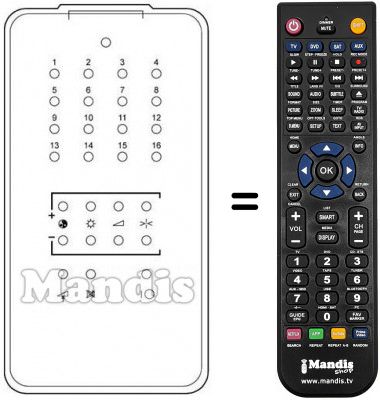 Replacement remote control 16 PROGRAMMI IR