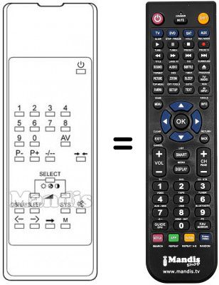 Replacement remote control Hisawa 21 GALAXY BLACK