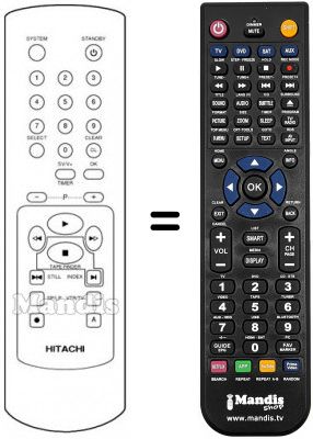 Replacement remote control Hitachi VT-MX705E VPS