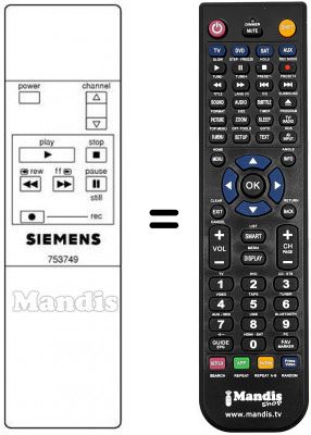 Replacement remote control 753749