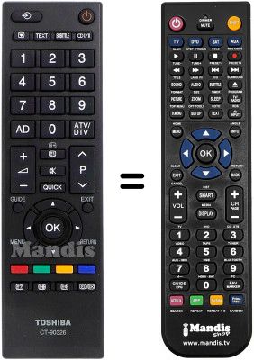 Replacement remote control Toshiba 32 EL 833