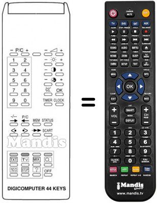 Replacement remote control White Westinghouse DIGICOMPUTER 44 KEYS