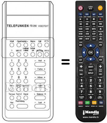Replacement remote control FB 290 VT