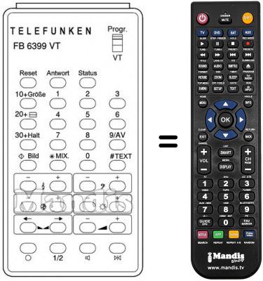 Replacement remote control FB 6399 VT
