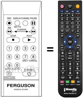 Replacement remote control FV 50B VIDEOSTAR Replacement remote control FV 50B VIDEOSTAR