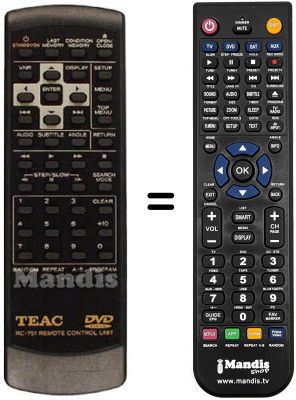 Replacement remote control RC-751