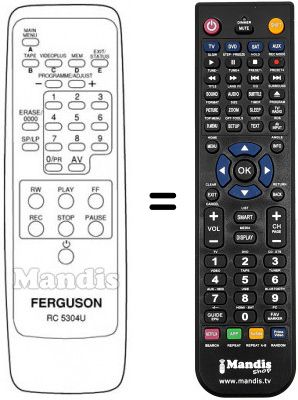 Replacement remote control RC 5304U Replacement remote control RC 5304U