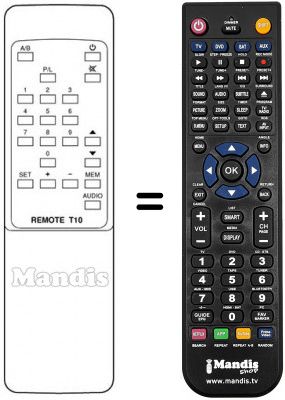 Replacement remote control REMOTE T10