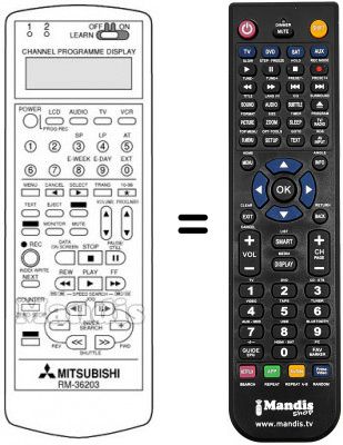 Replacement remote control RM 36203 Replacement remote control RM 36203
