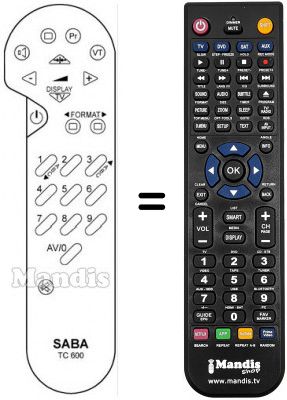 Replacement remote control Saba T 7704