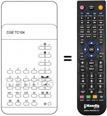 Replacement remote control TC 104