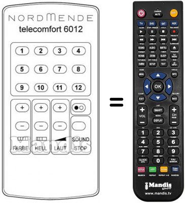 Replacement remote control TELECOMFORT 6012 Replacement remote control TELECOMFORT 6012