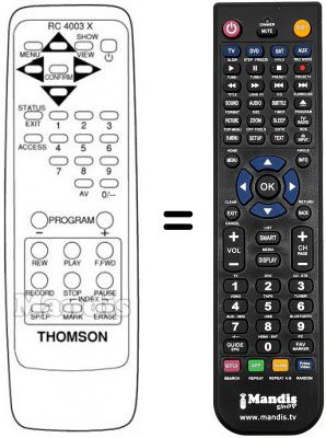 Replacement remote control Thomson V 1400 Replacement remote control Thomson V 1400
