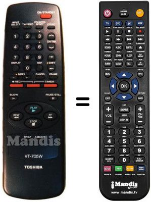 Replacement remote control Toshiba V 705 W