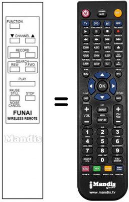 Replacement remote control Funai VCR 5400