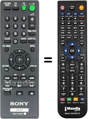 Replacement remote control Sony DVP-SR 700 H
