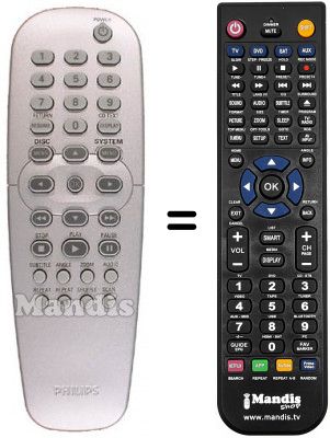 Replacement remote control PYE DVD 723
