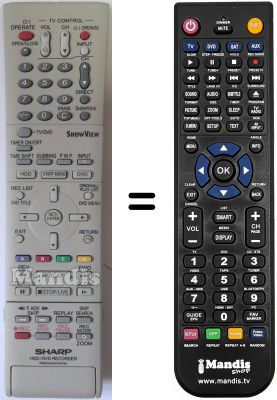 Replacement remote control Sharp DV-HR 300