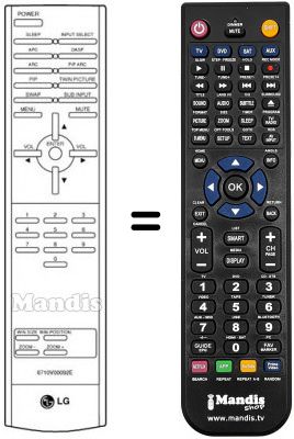 Replacement remote control LG MW30LZ10