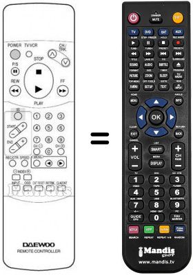 Replacement remote control Daewoo DVR8680SV