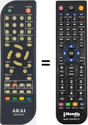 Replacement remote control Akai AKDVB13
