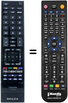 Replacement remote control Toshiba 37RL833G