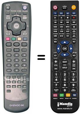 Replacement remote control Daewoo DDR2020B02 Replacement remote control Daewoo DDR2020B02