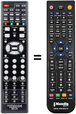 Replacement remote control Daewoo BD26