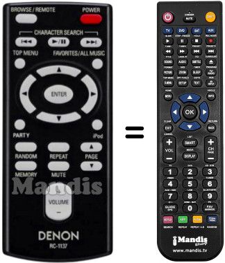 Replacement remote control RC-1137