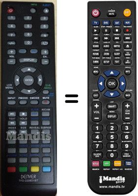 Replacement remote control Denver TFD-2208 DVB-T