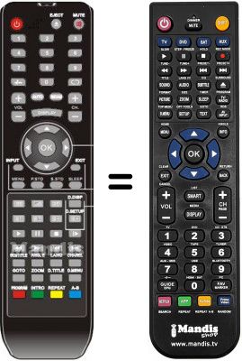 Replacement remote control ASANO TFD-2208DVB-TCOMBO